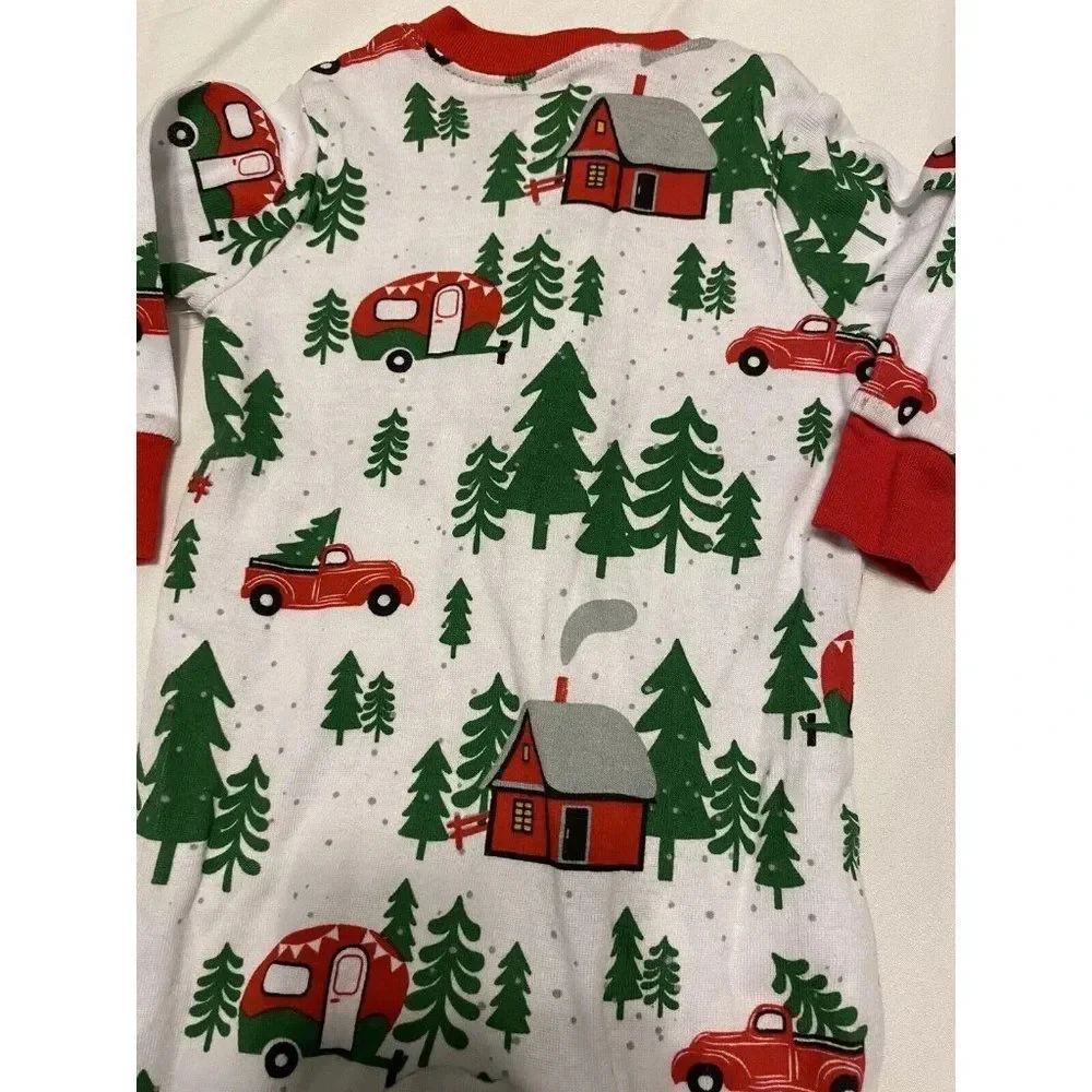 Holiday Time Unisex 1 Piece Sleep & Play 0-3M Trees Campers Cabins one piece